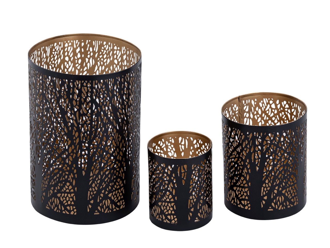 Forest candle holder – handmade metal system in black and gold