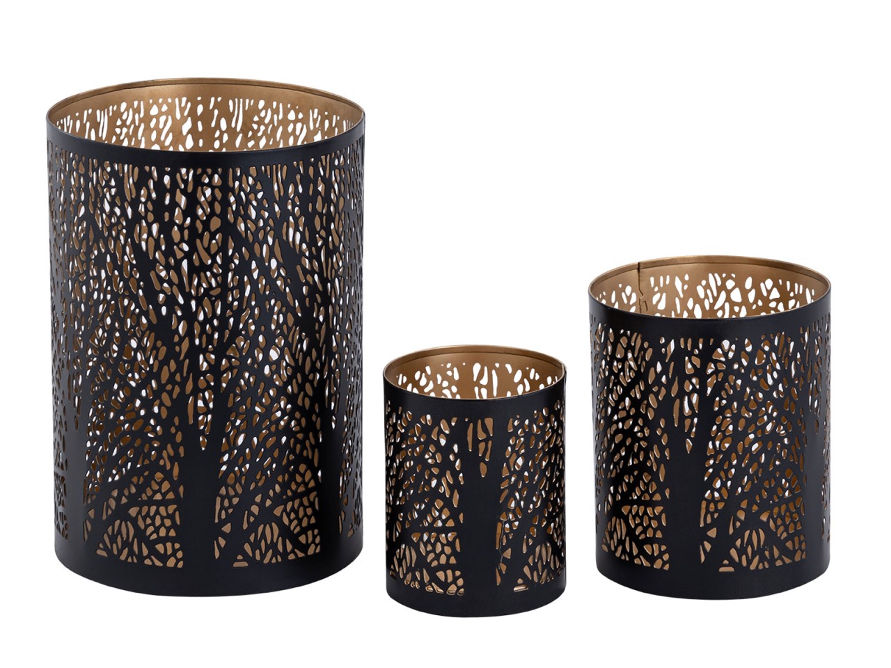 Forest candle holder – handmade metal system in black and gold