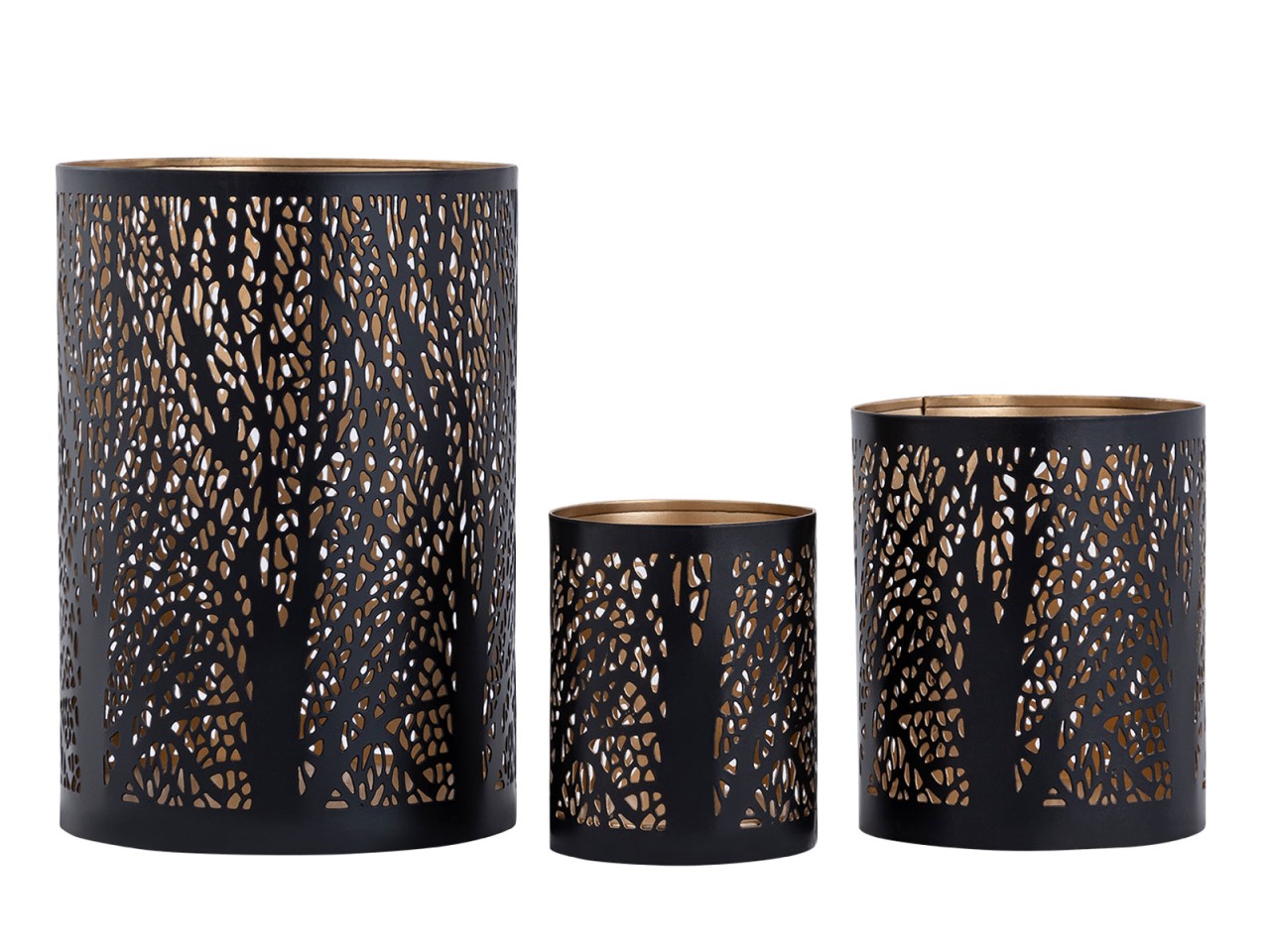 Forest candle holder – handmade metal system in black and gold