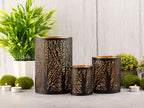 Forest candle holder – handmade metal system in black and gold