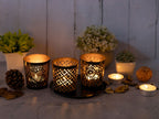 Candle holder set Crete – handmade metal in black and gold