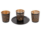 Candle holder set Crete – handmade metal in black and gold