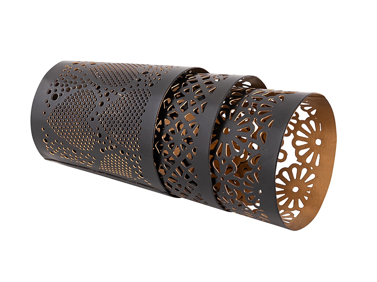 Candle holder set Crete – handmade metal in black and gold