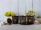 Candle holder set Crete – handmade metal in black and gold