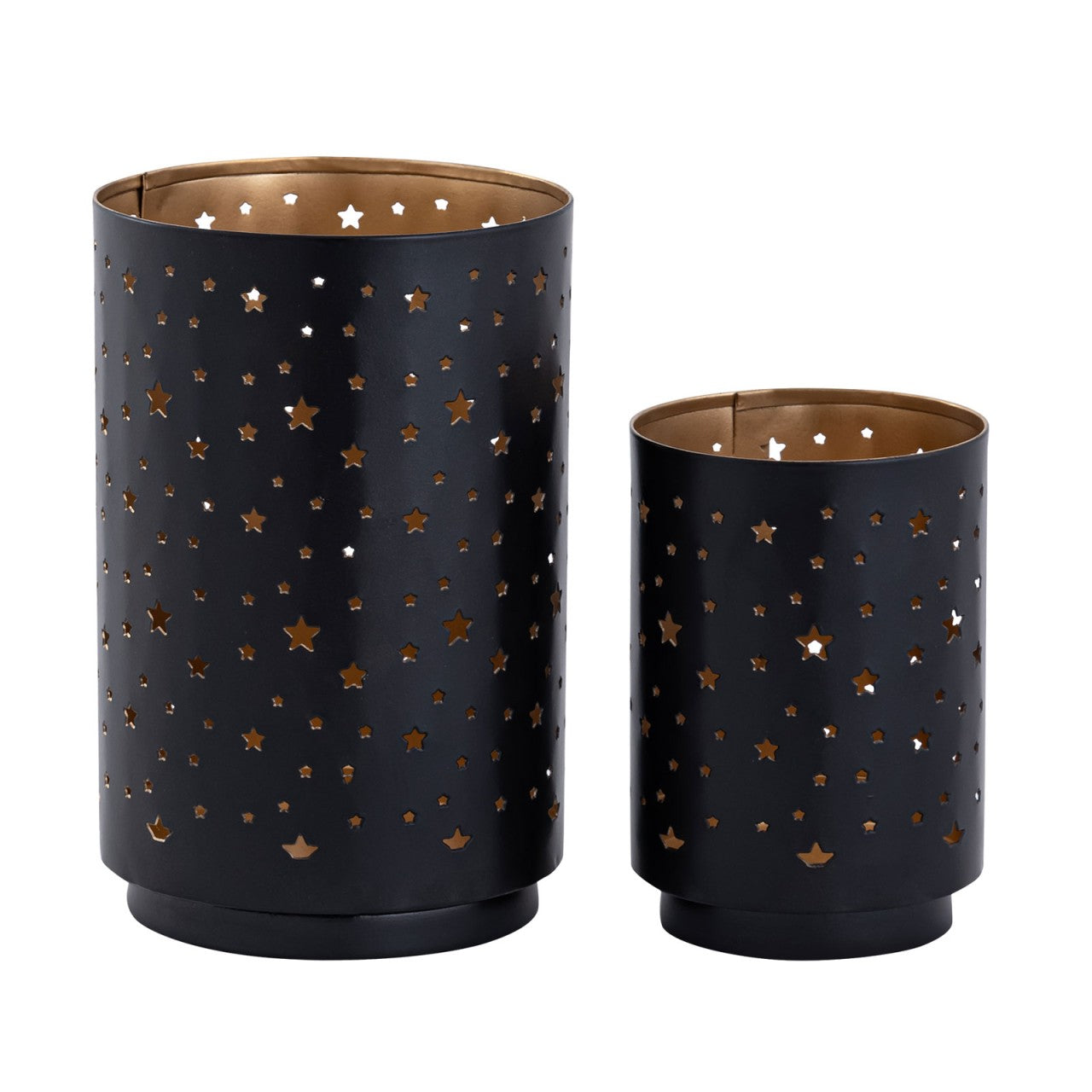 Candle holder set Starry sky – handmade metal in black and gold