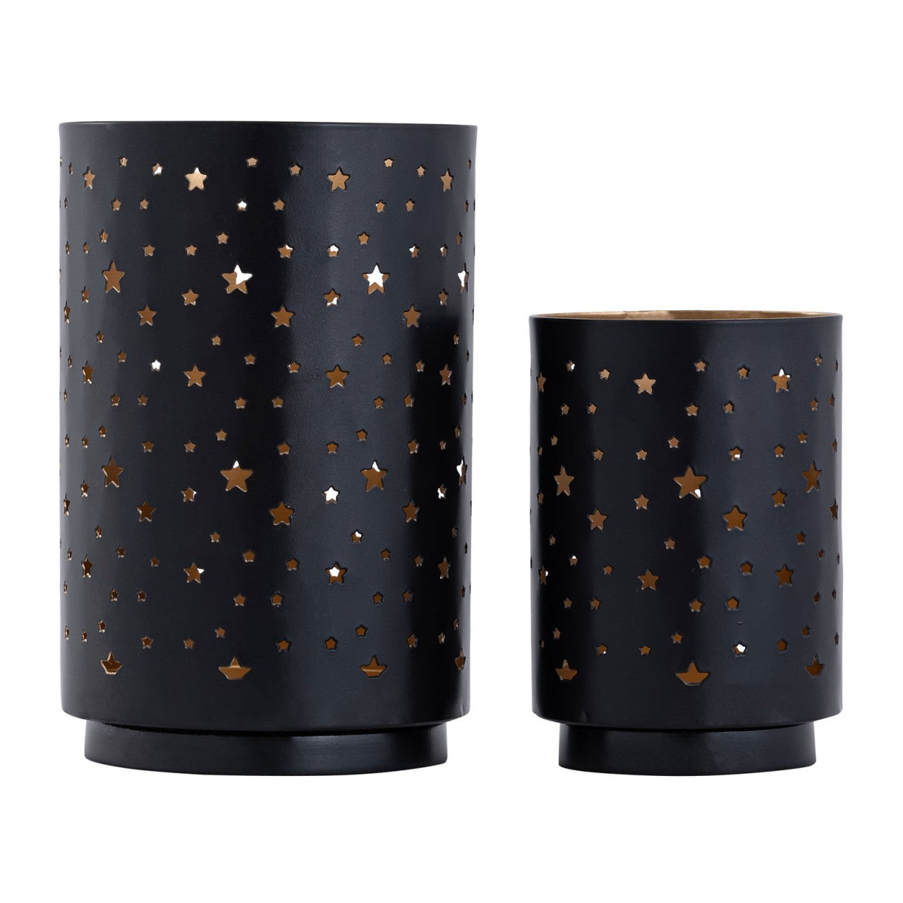 Candle holder set Starry sky – handmade metal in black and gold