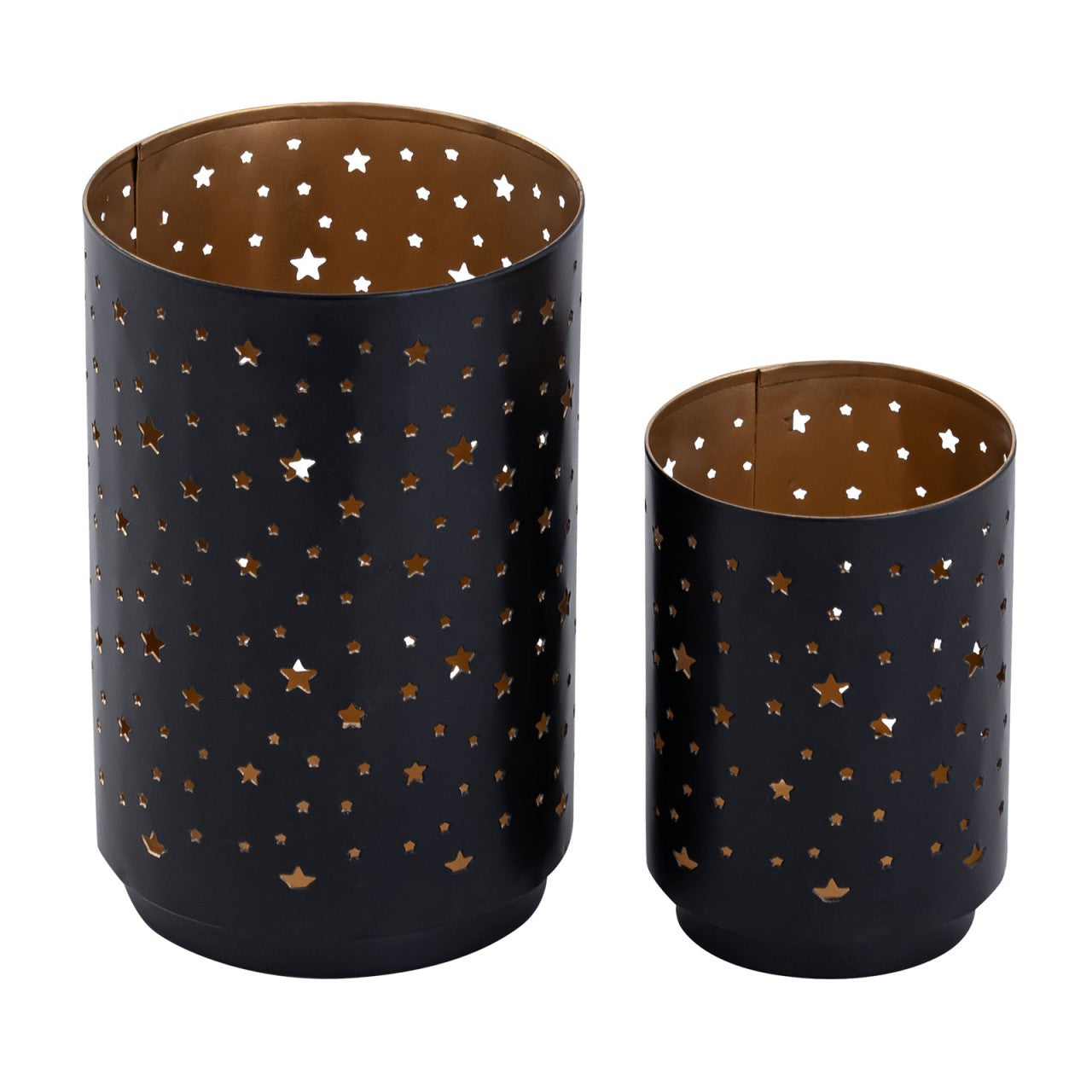 Candle holder set Starry sky – handmade metal in black and gold