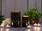 Candle holder set Starry sky – handmade metal in black and gold