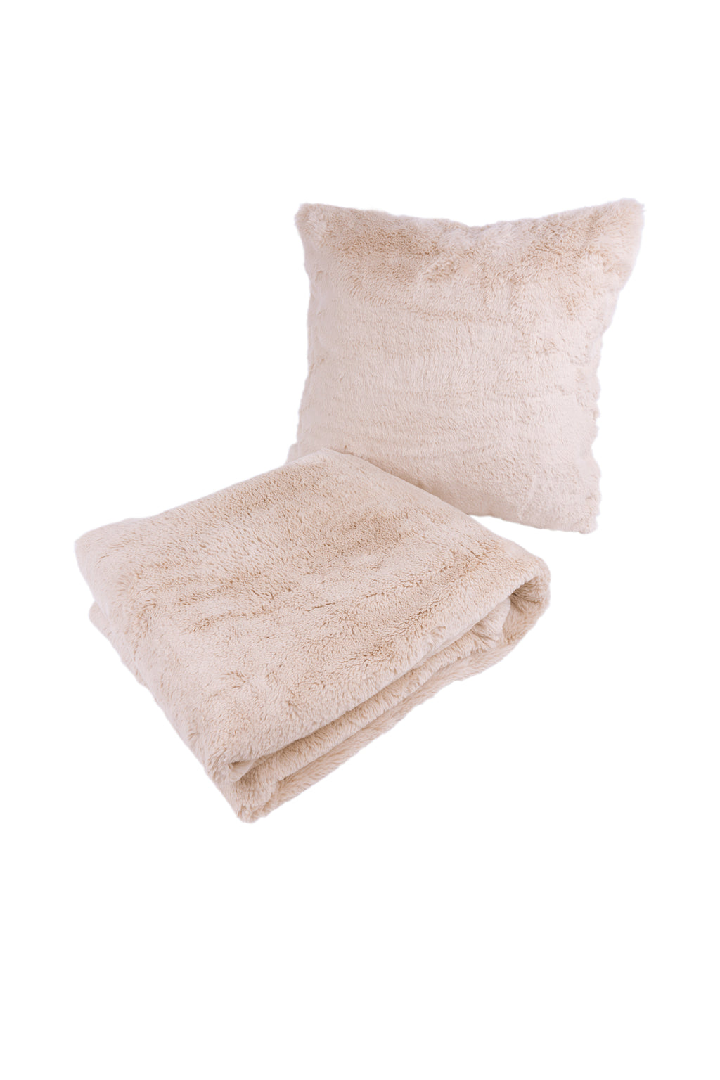 Aimee cushion and blanket set – 2-piece in cream