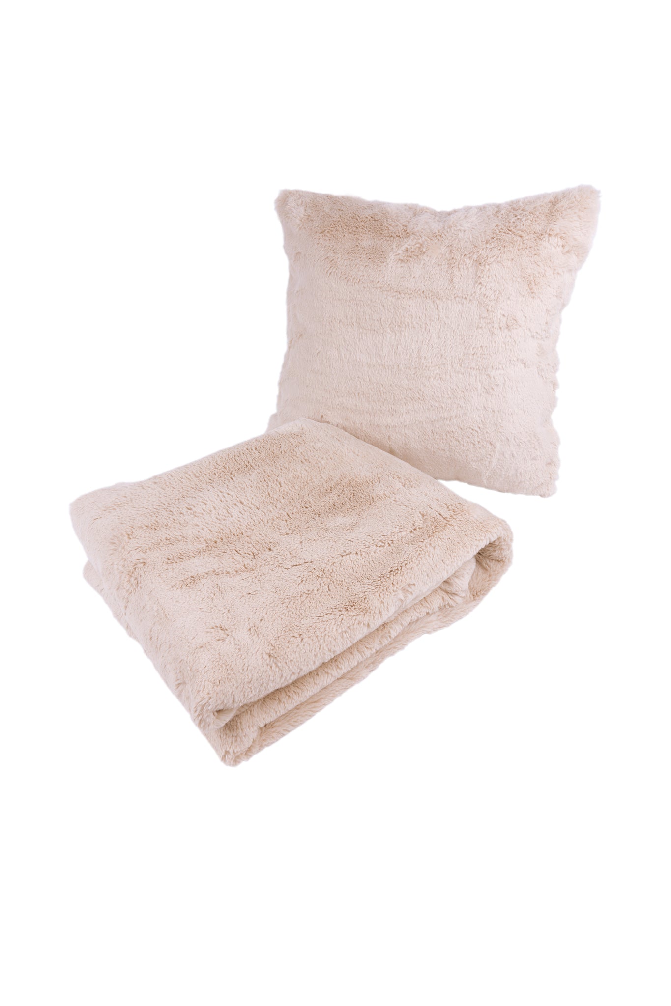 Aimee cushion and blanket set – 2-piece in cream