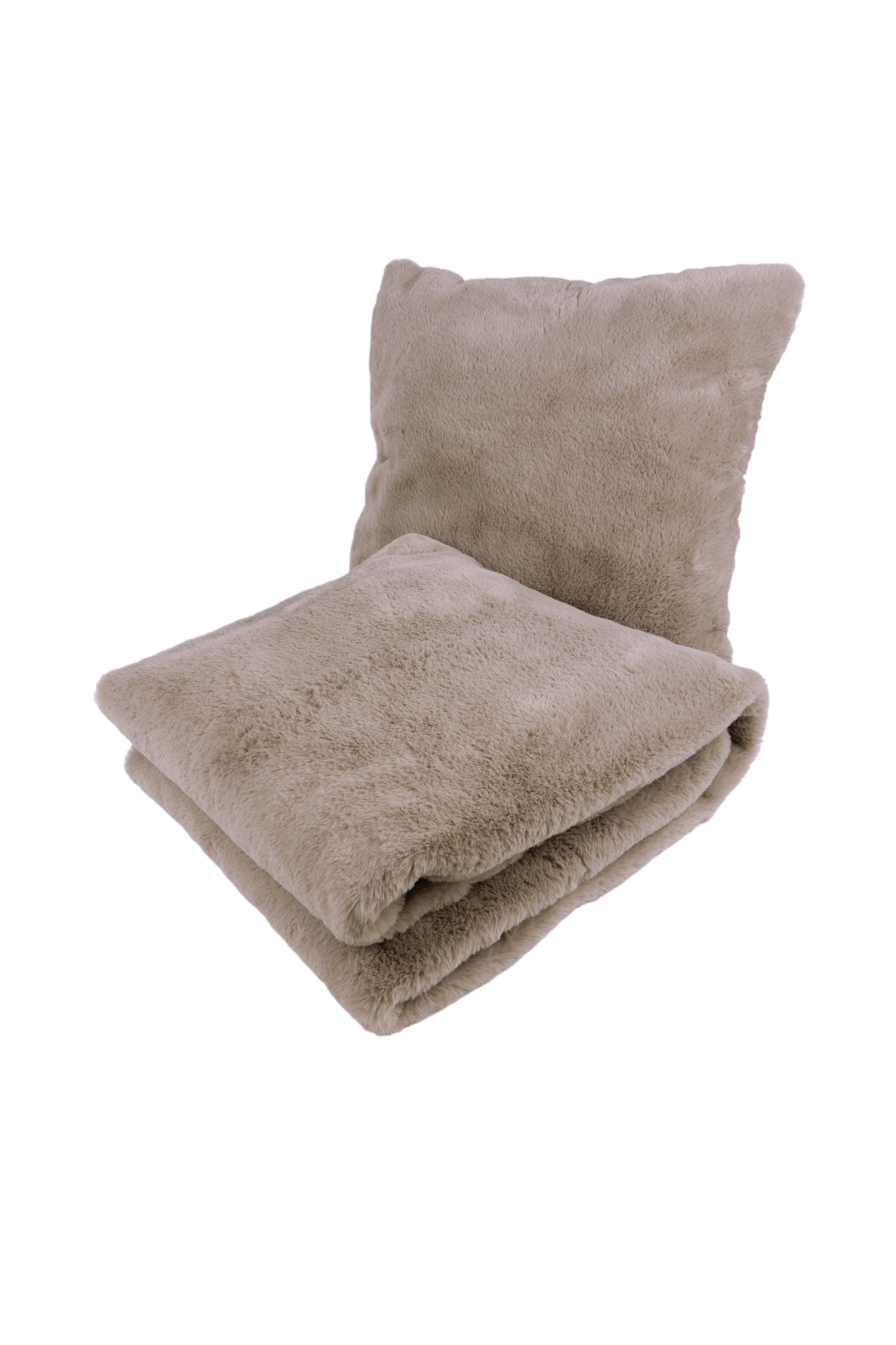 Aimee pillow and blanket set – 2-piece in taupe