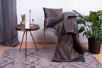 Picco cushion and blanket set – 2-piece in grey and brown