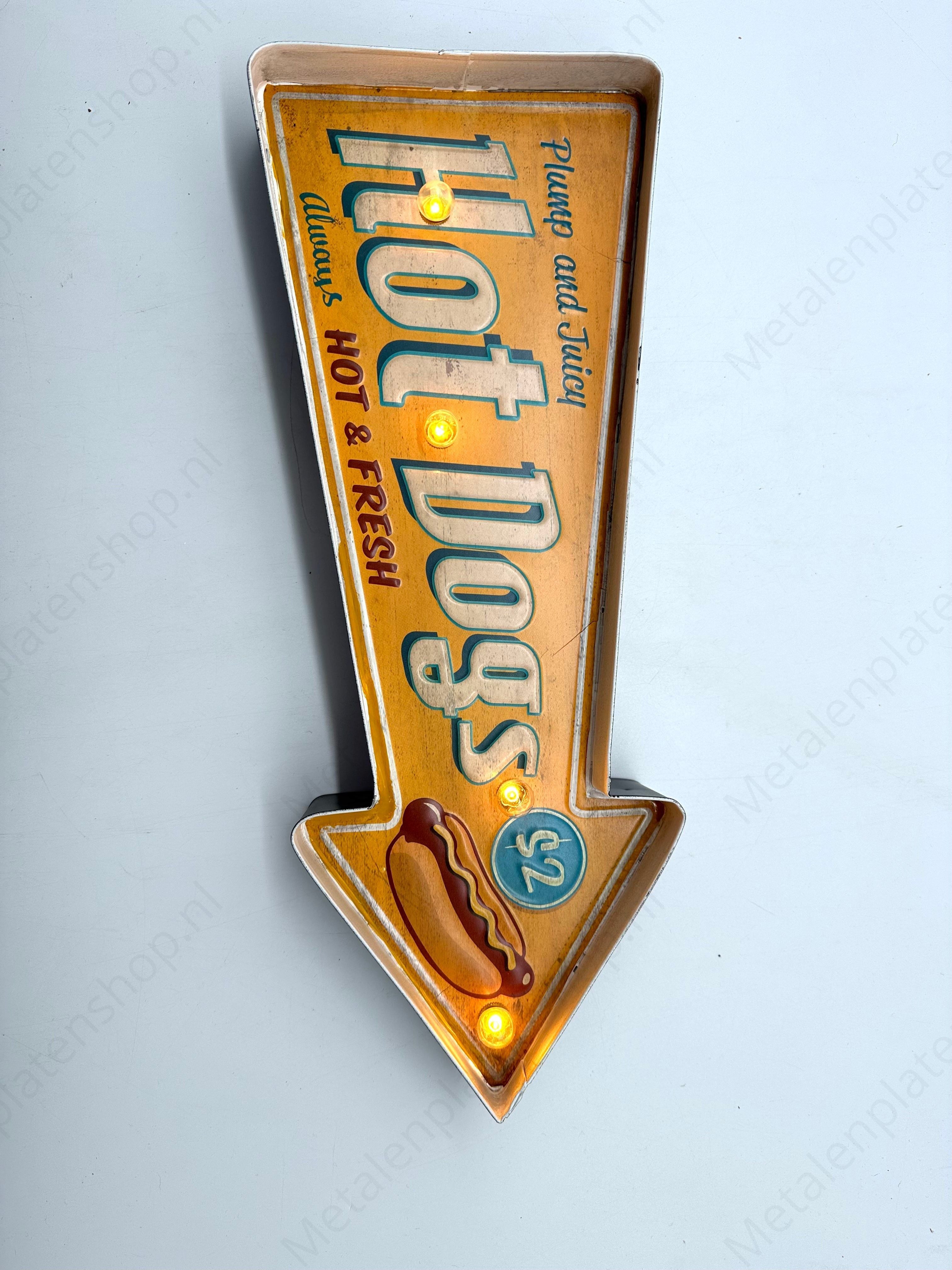 Metal Light Sign - Hot Dogs - LED Lighting 