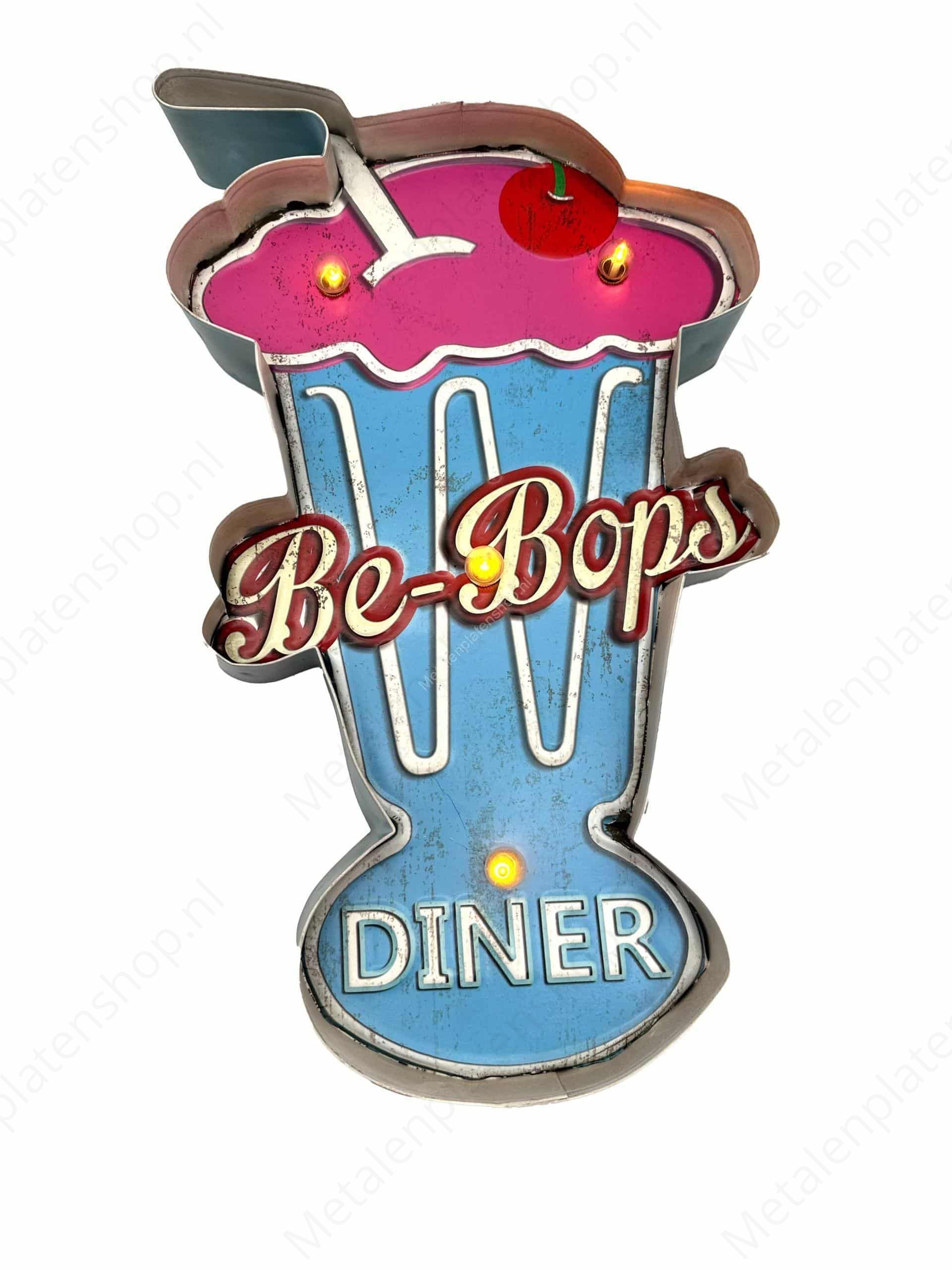 Metal Light Sign - Be-Bops Diner - LED Lighting 