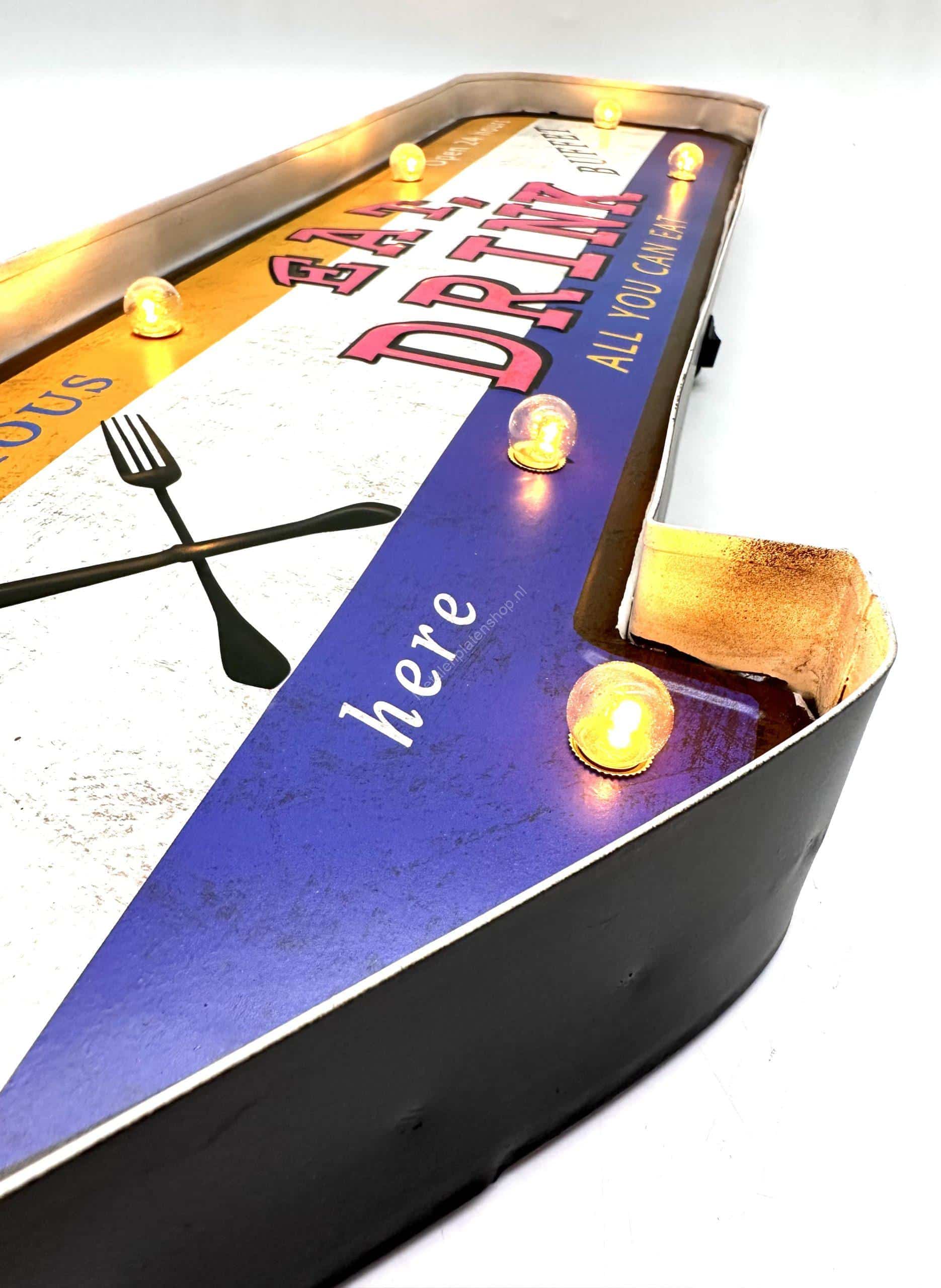 Metal Light Sign - Eat &amp; Drink Buffet - LED Lighting 