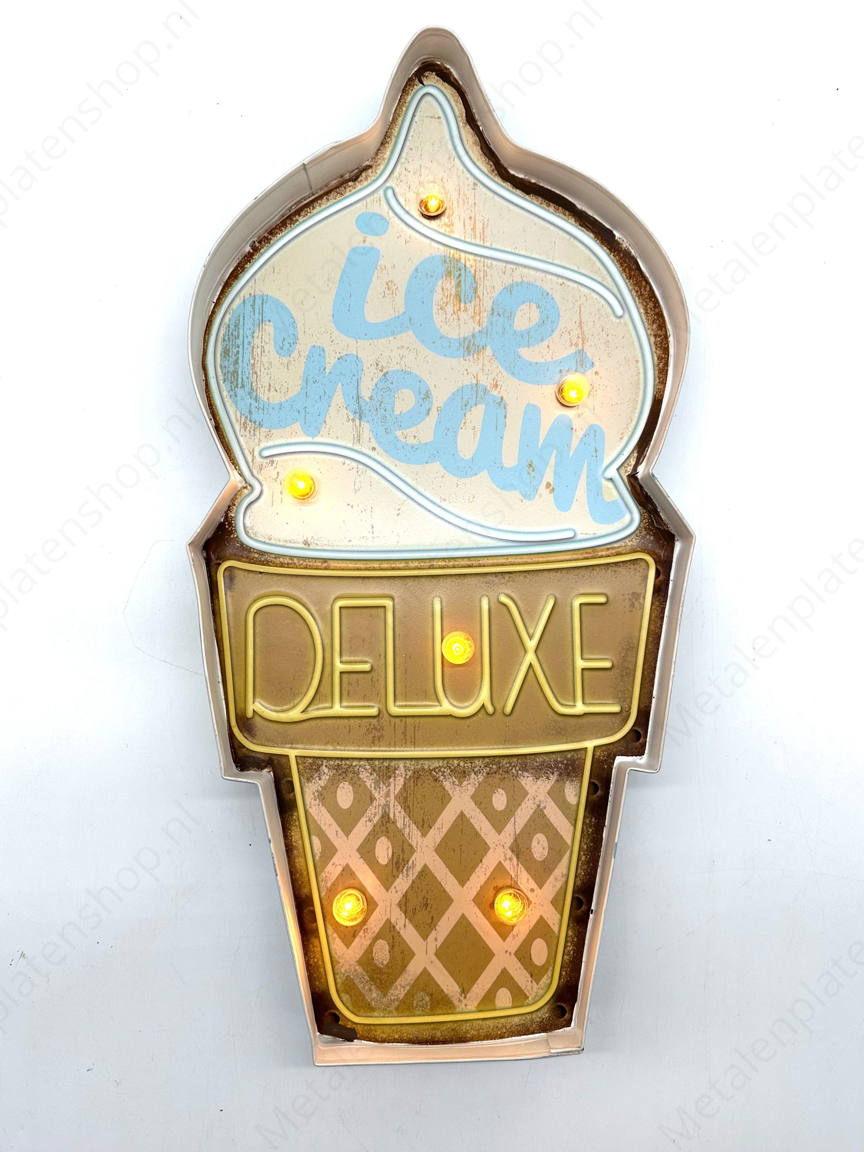 Metal Light Sign - Ice Cream Deluxe - LED Lighting 