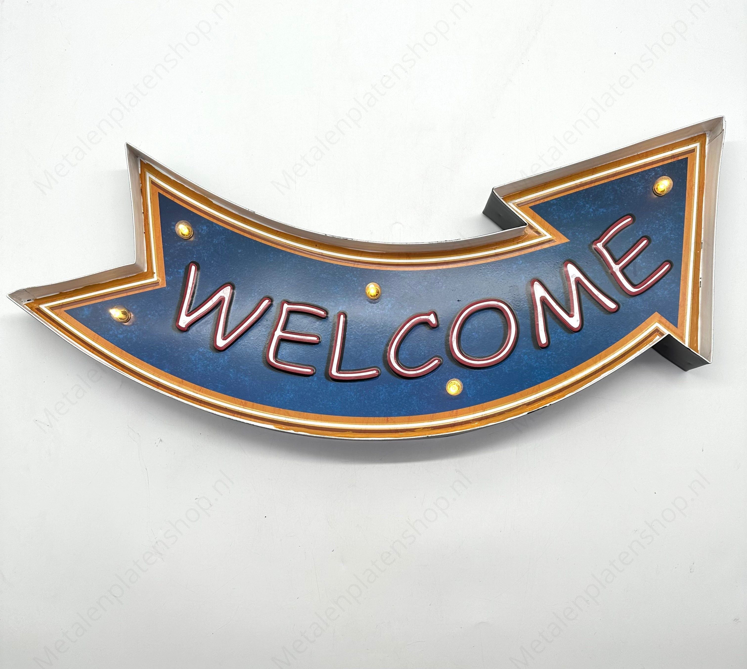 Metal Light Sign - Welcome Arrow - LED Lighting