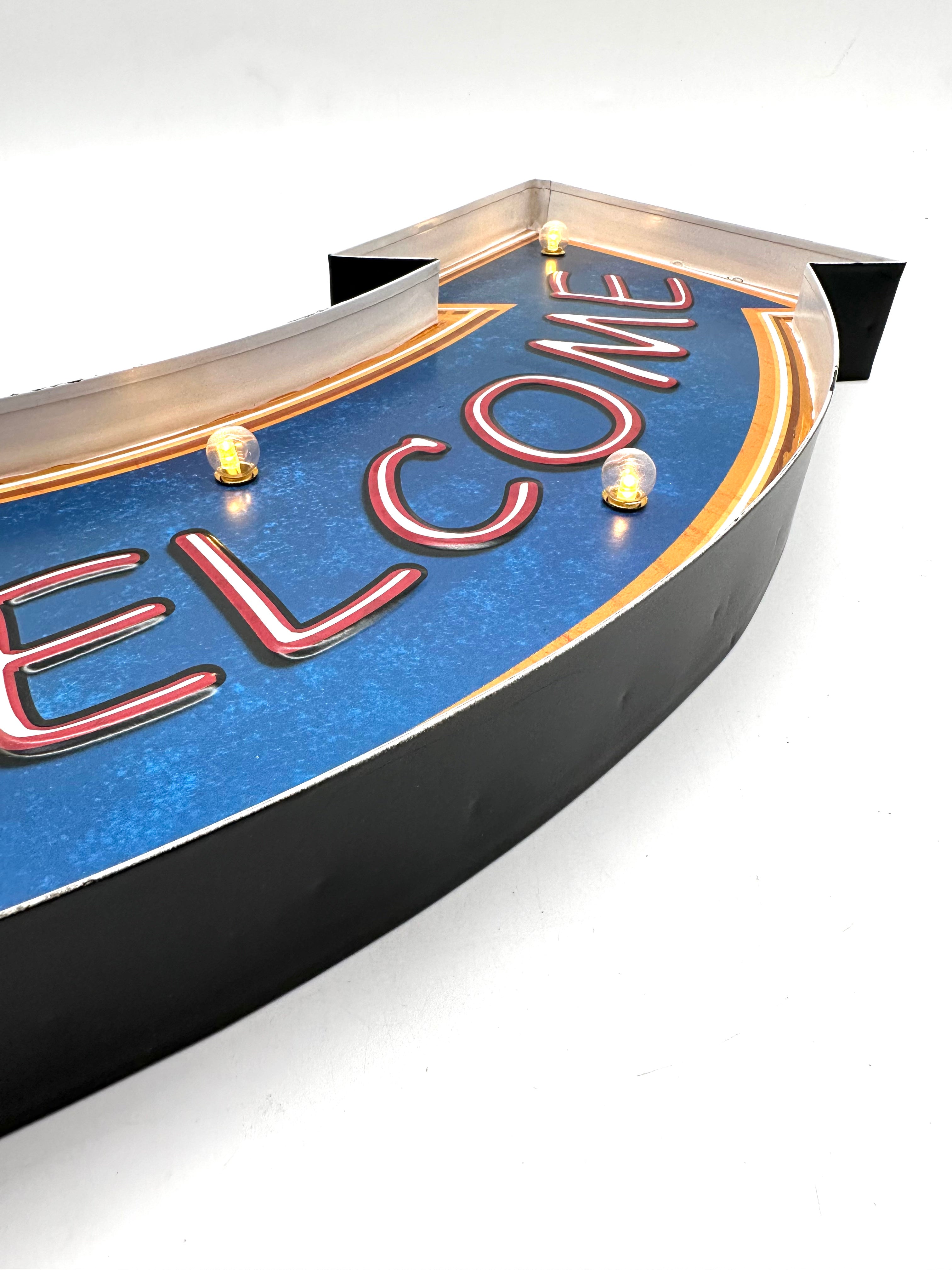 Metal Light Sign - Welcome Arrow - LED Lighting