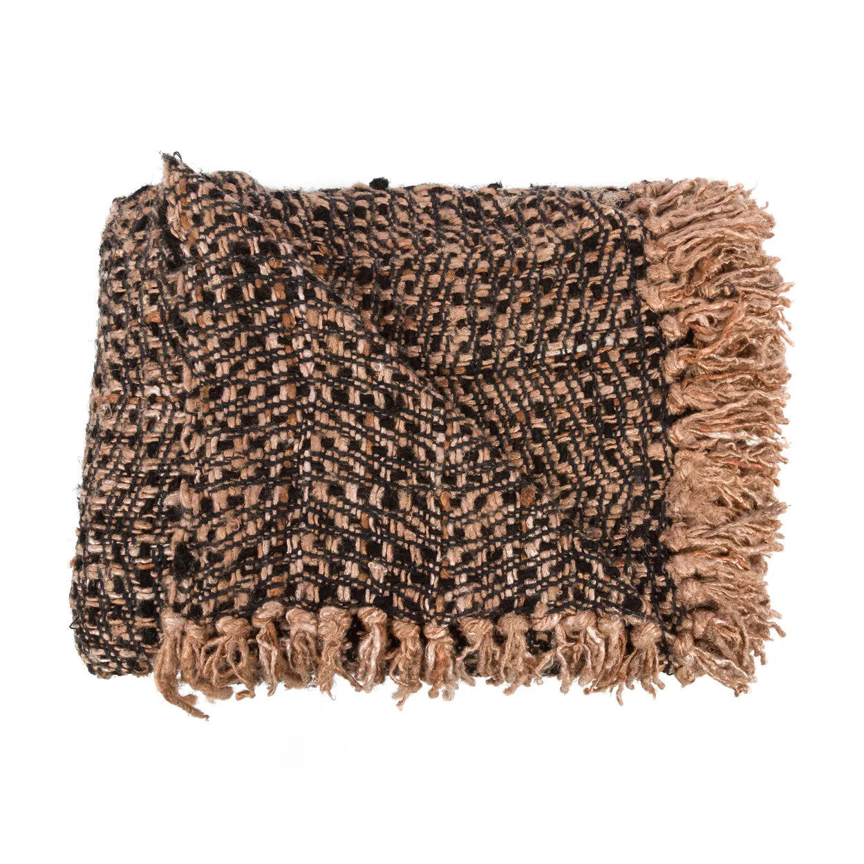 Luxurious hand-woven plaid - Black Copper