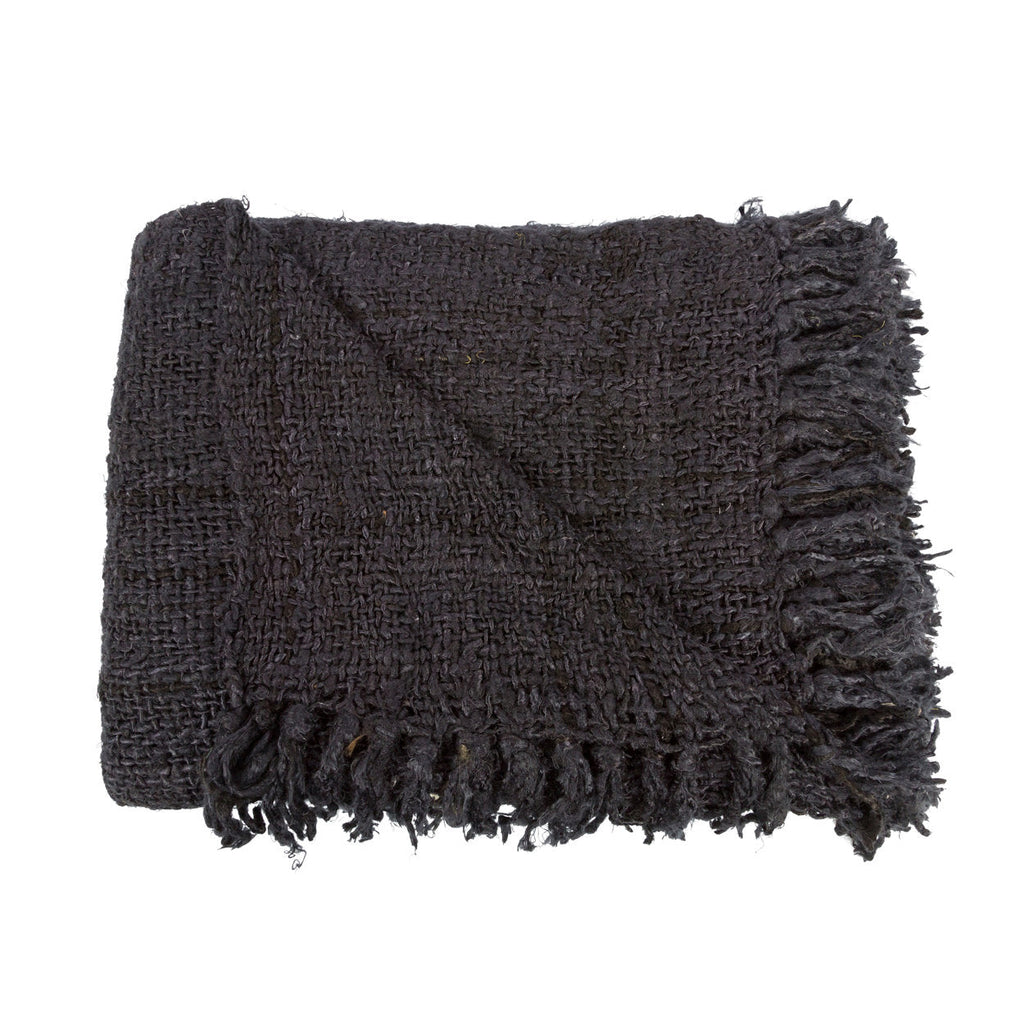 Luxurious hand-woven plaid - Black Navy Blue