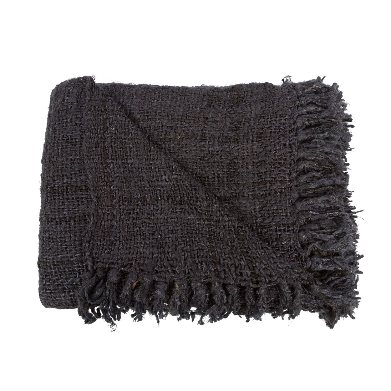 Luxurious hand-woven plaid - Black Navy Blue