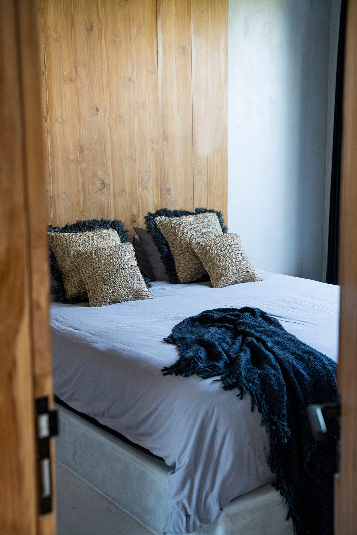 Luxurious hand-woven plaid - Black Navy Blue