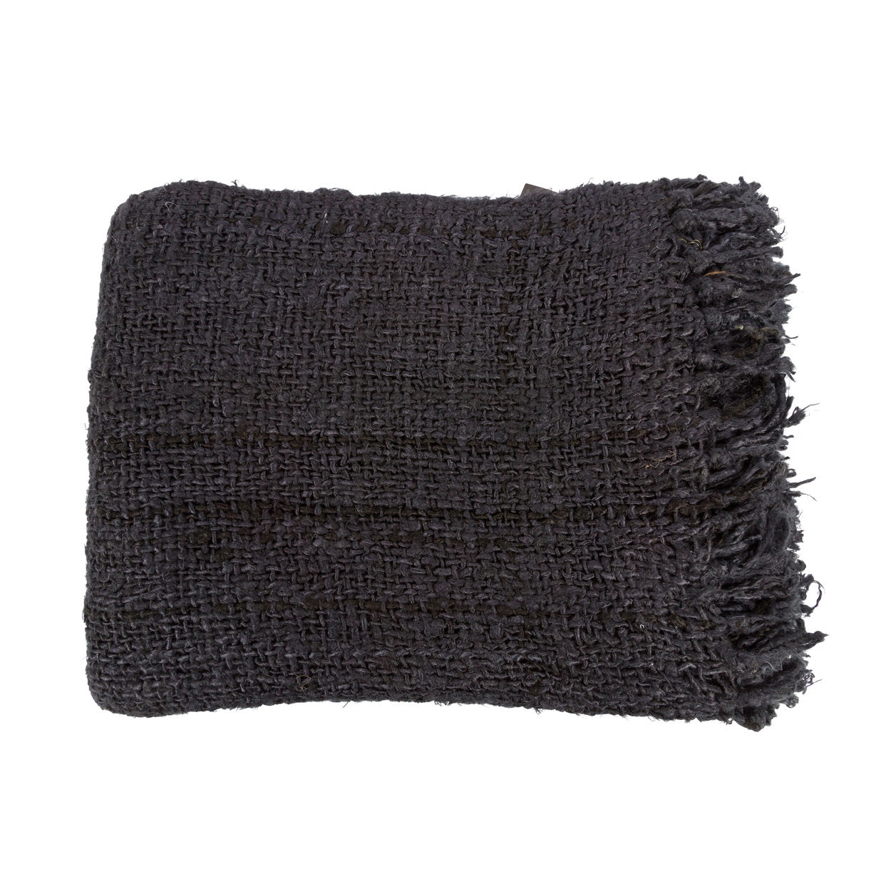 Luxurious hand-woven plaid - Black Navy Blue