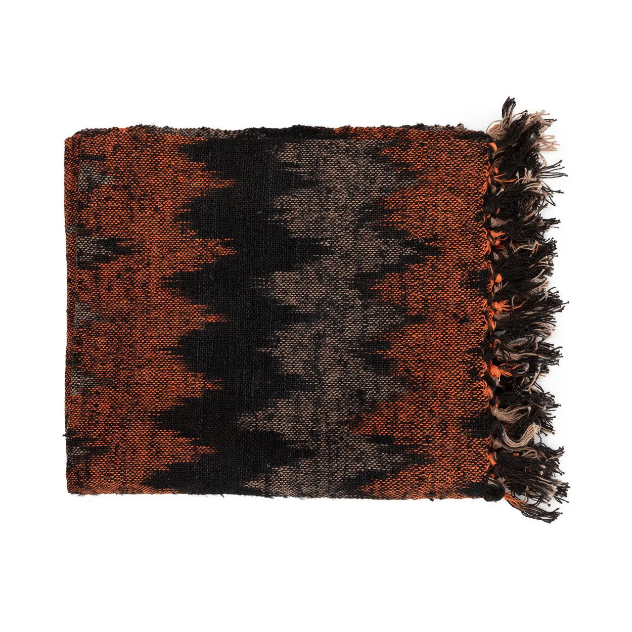 Luxurious hand-woven plaid - Black Orange
