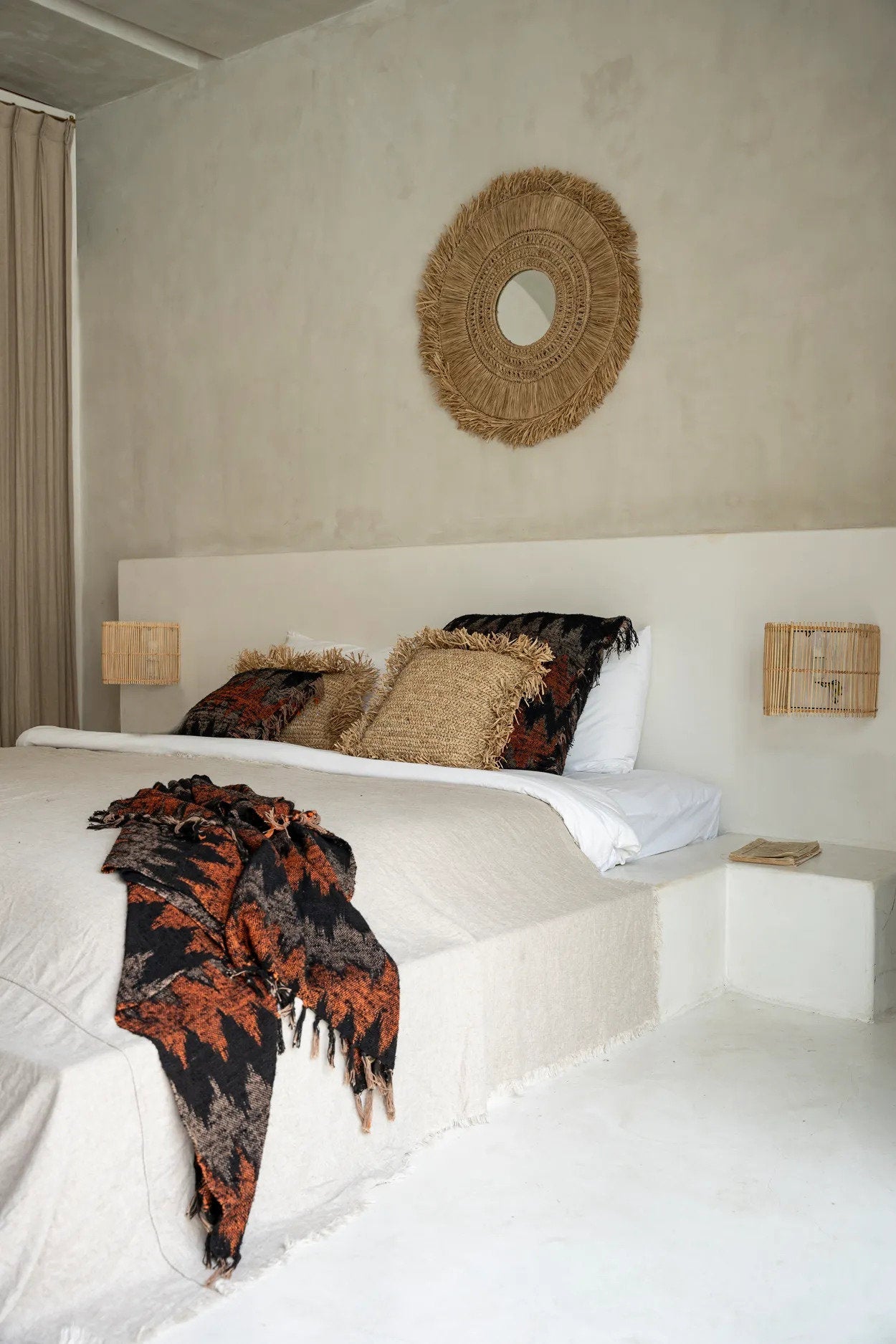 Luxurious hand-woven plaid - Black Orange