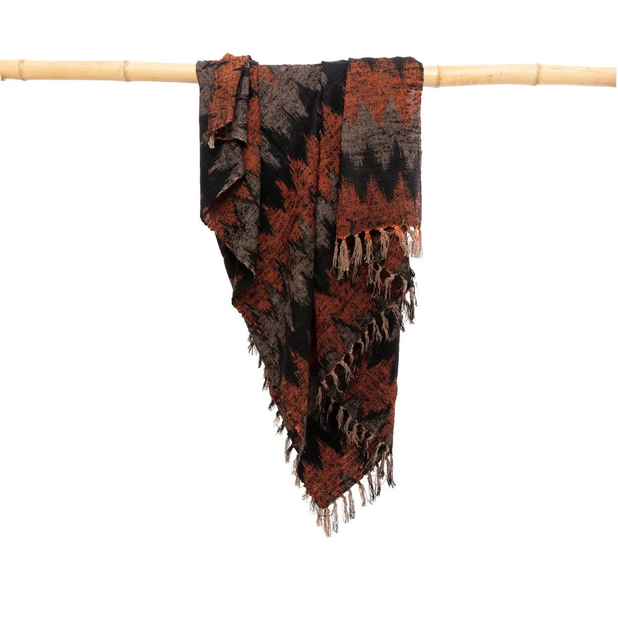 Luxurious hand-woven plaid - Black Orange