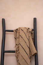 Luxurious hand-woven plaid - Beige Black