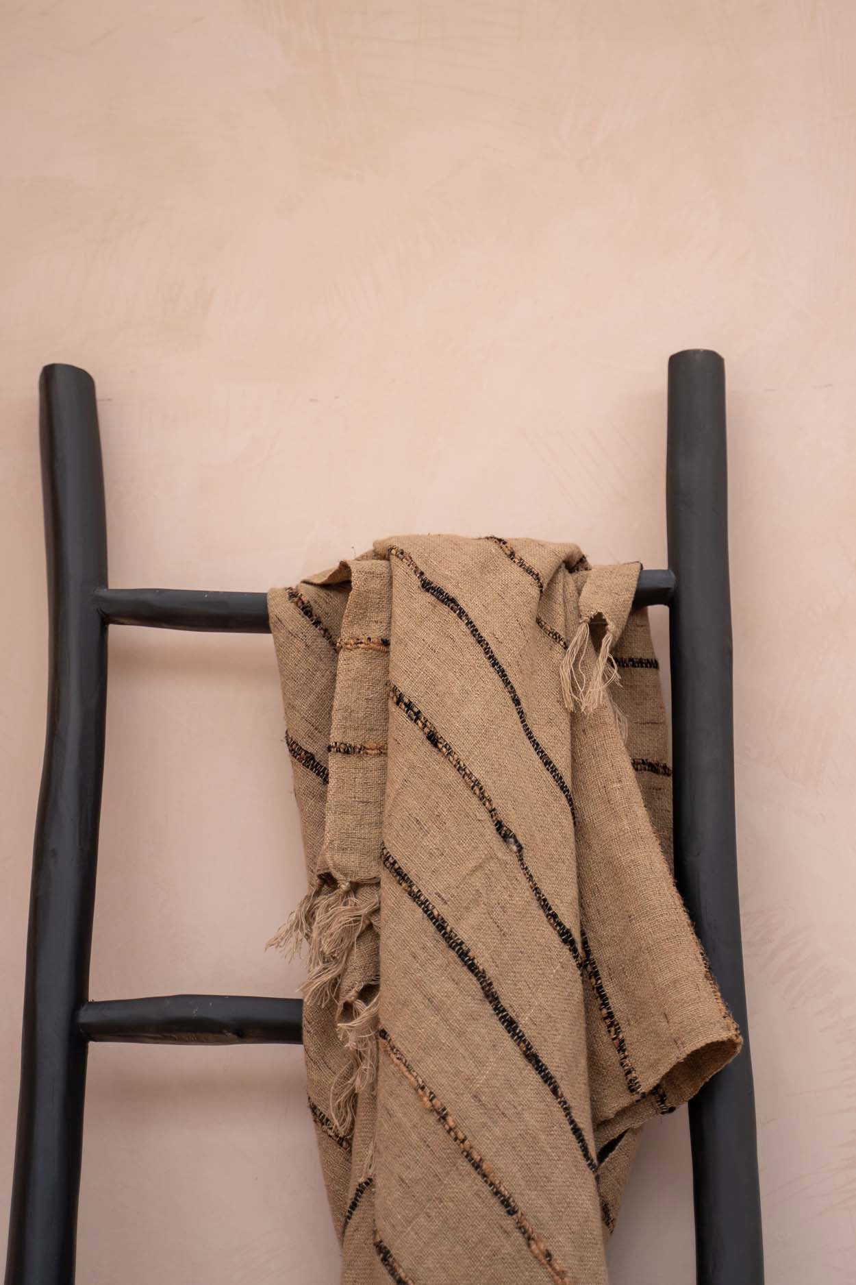 Luxurious hand-woven plaid - Beige Black