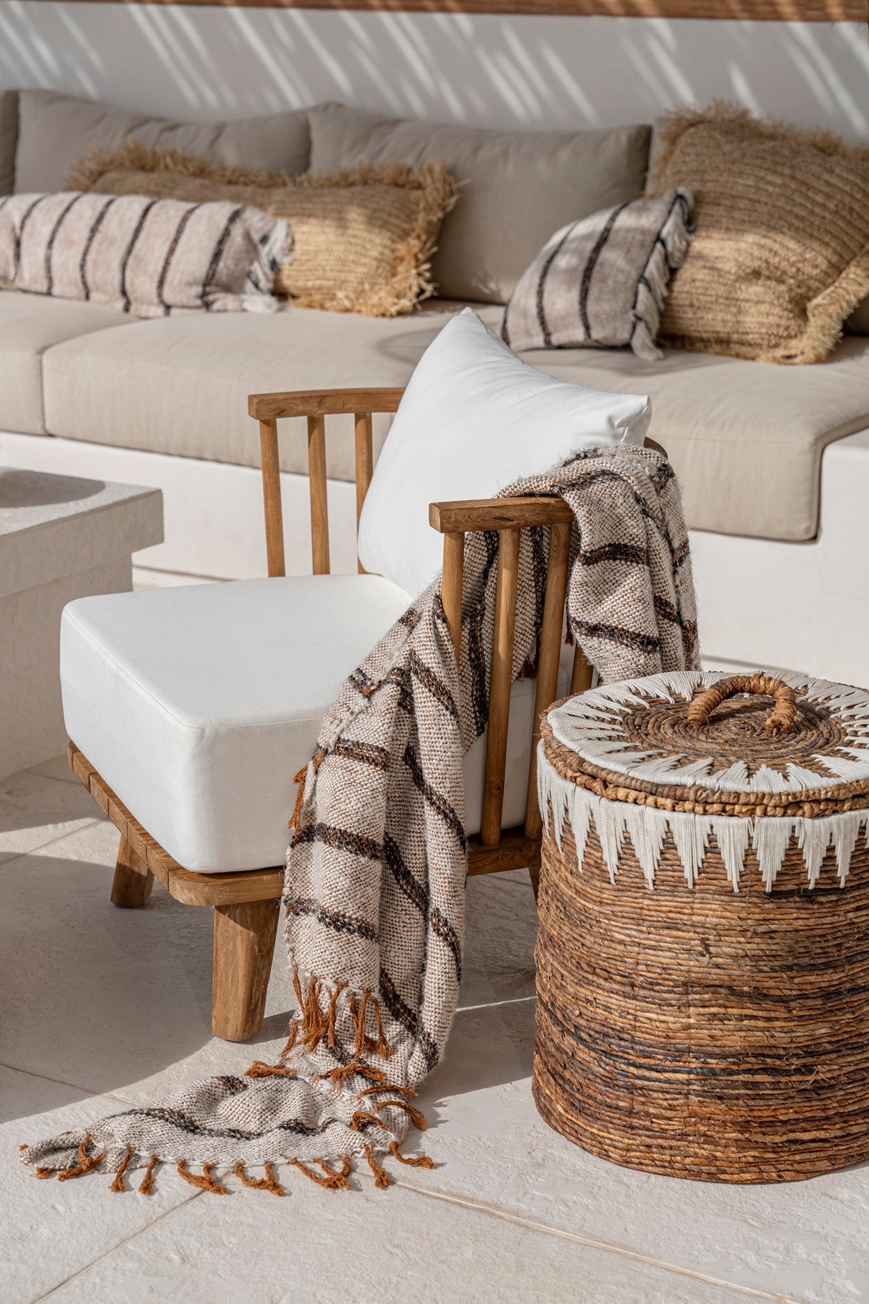 Luxurious hand-woven plaid – Bohemian White