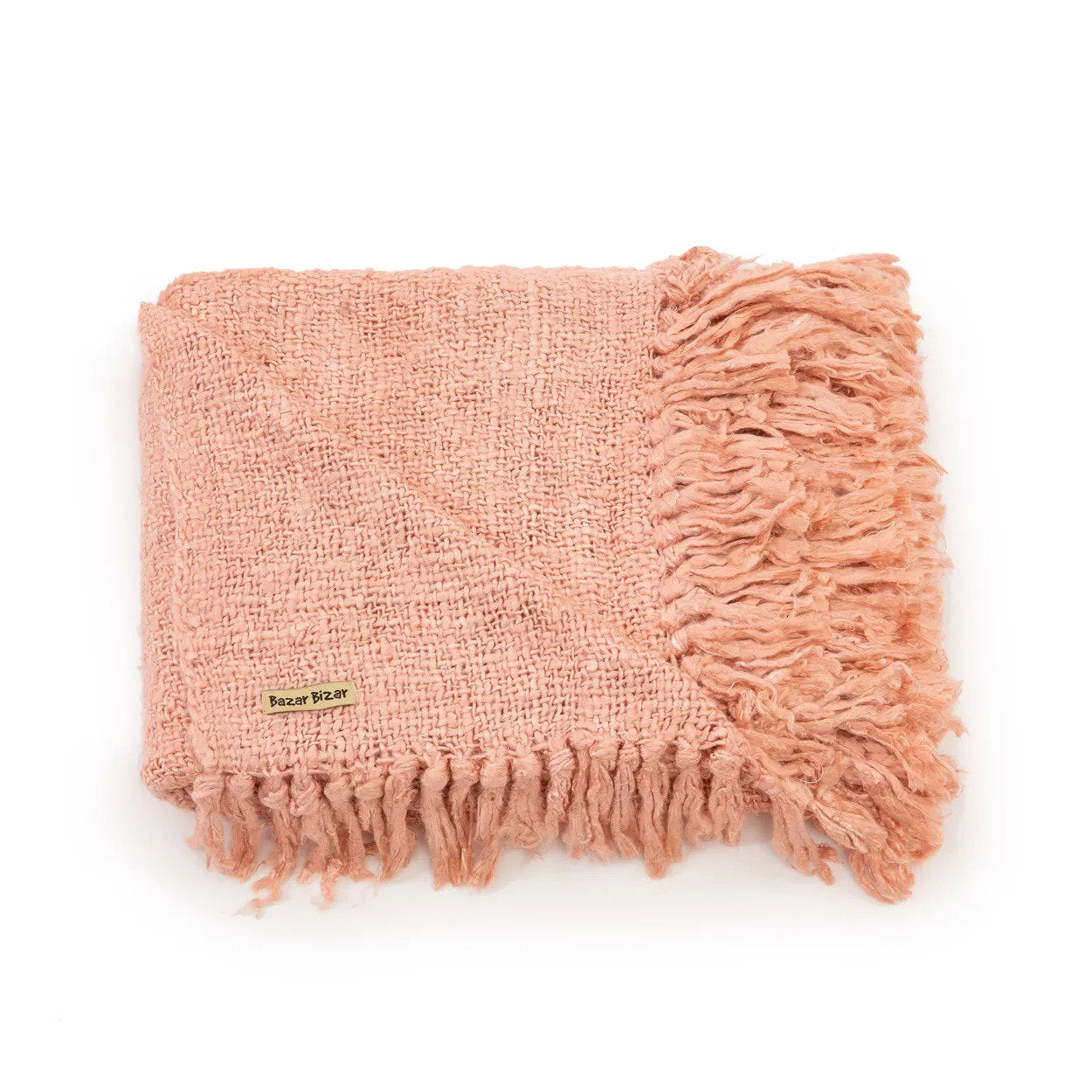 Luxurious hand-woven plaid - Salmon pink