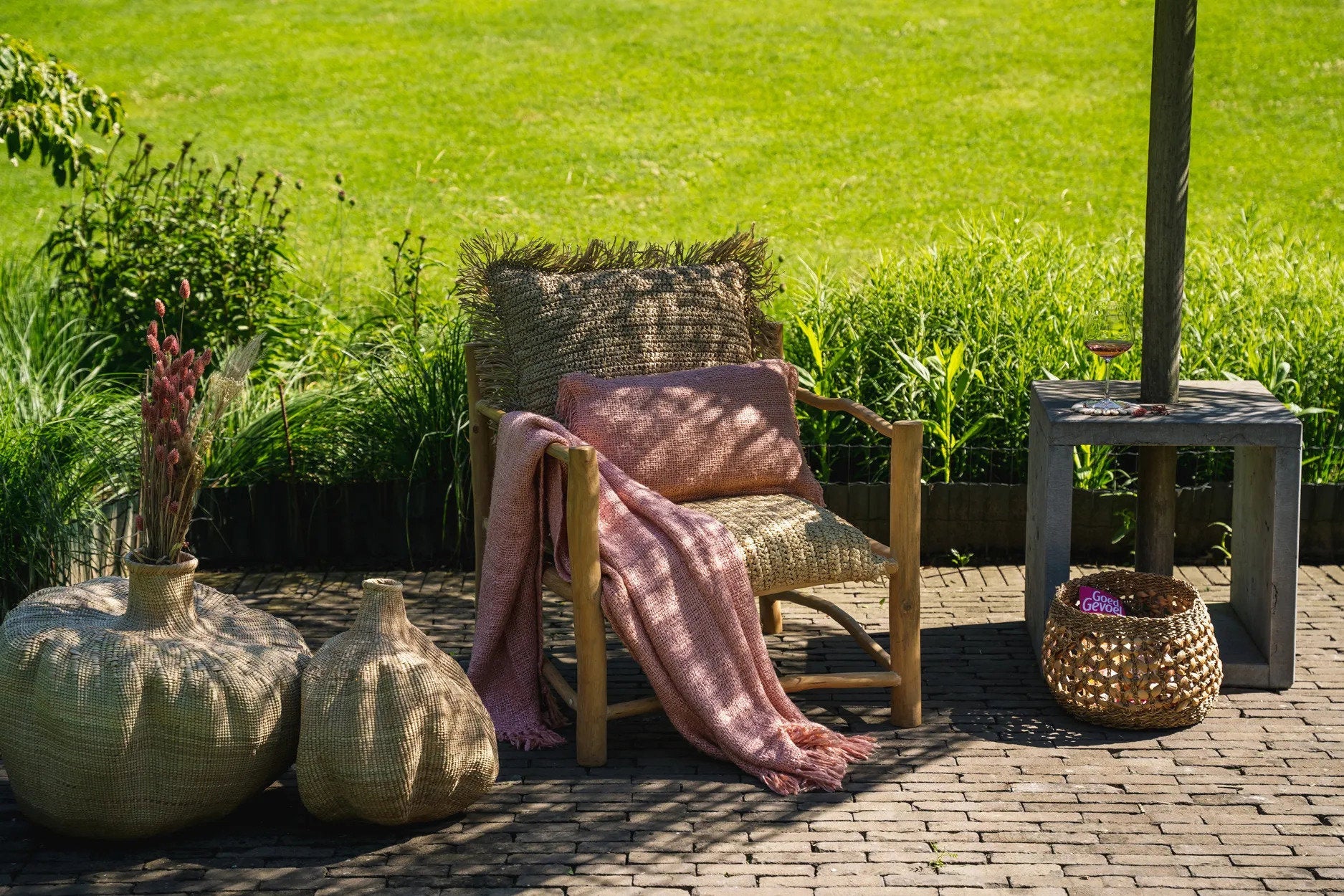 Luxurious hand-woven plaid - Salmon pink