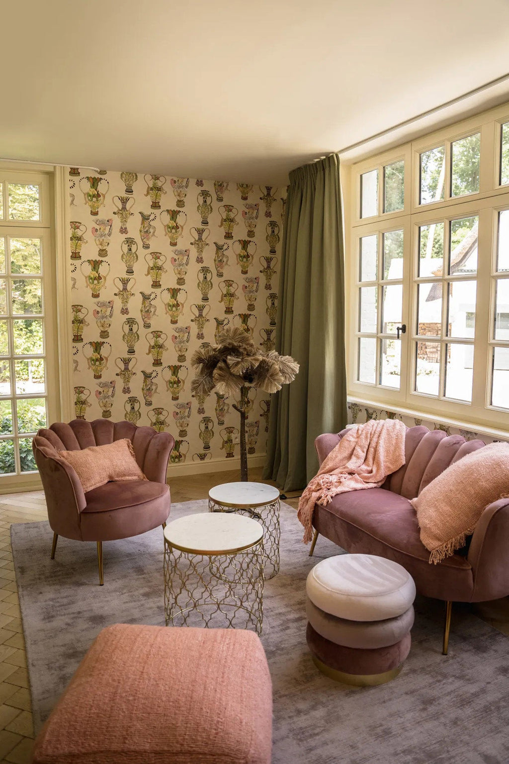Luxurious hand-woven plaid - Salmon pink