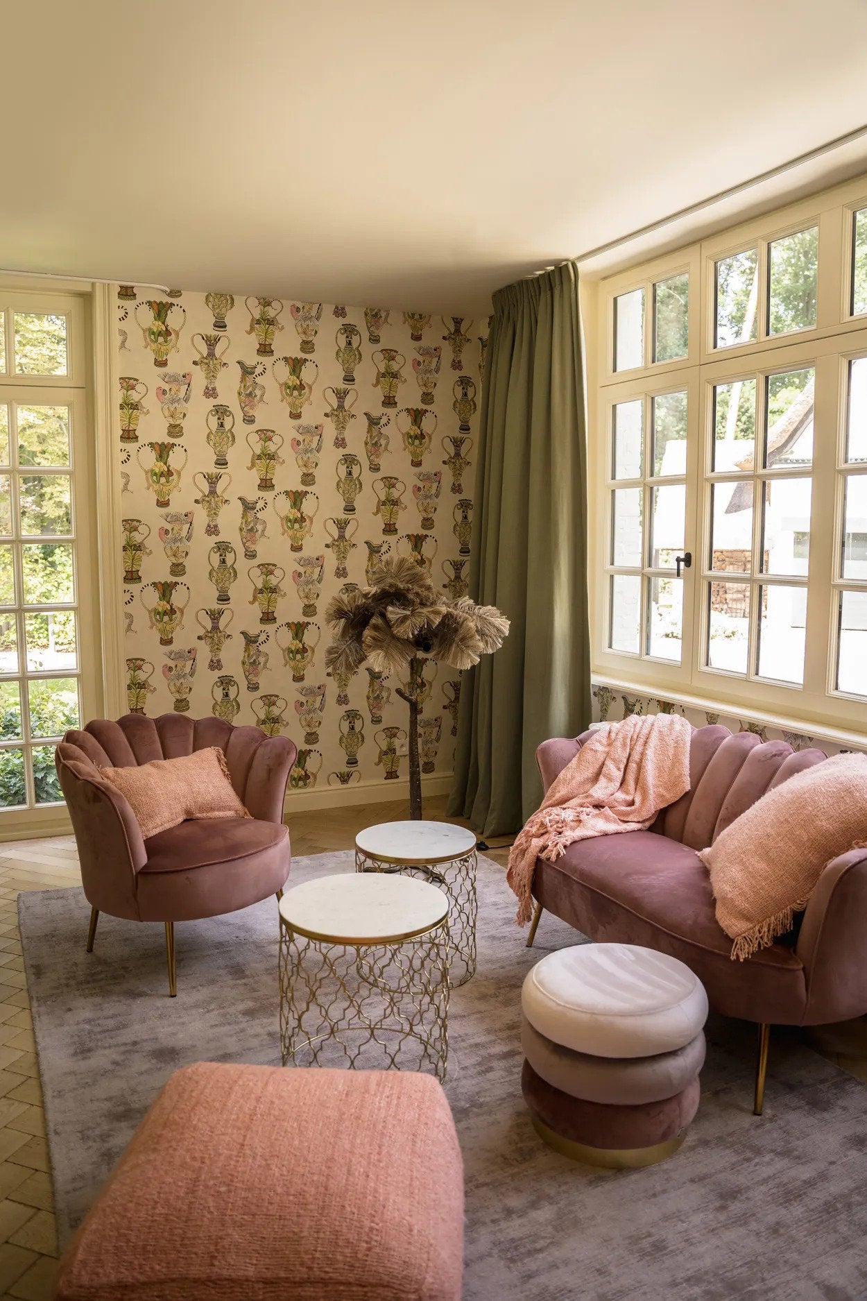 Luxurious hand-woven plaid - Salmon pink
