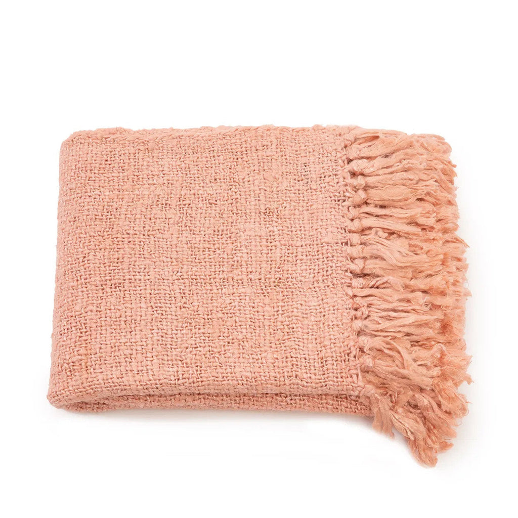 Luxurious hand-woven plaid - Salmon pink