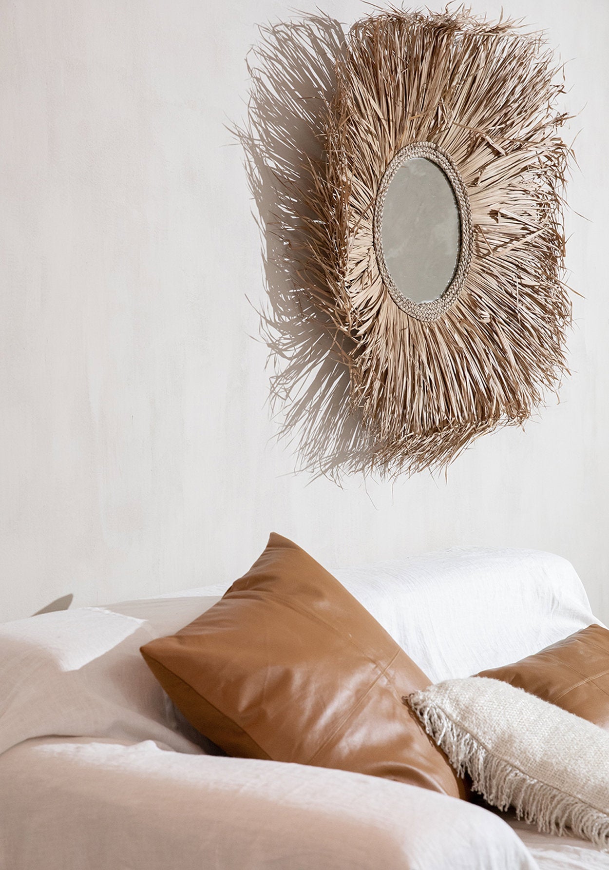 De Vier Panelen Leren Kussenhoes - Kameel - 40x40