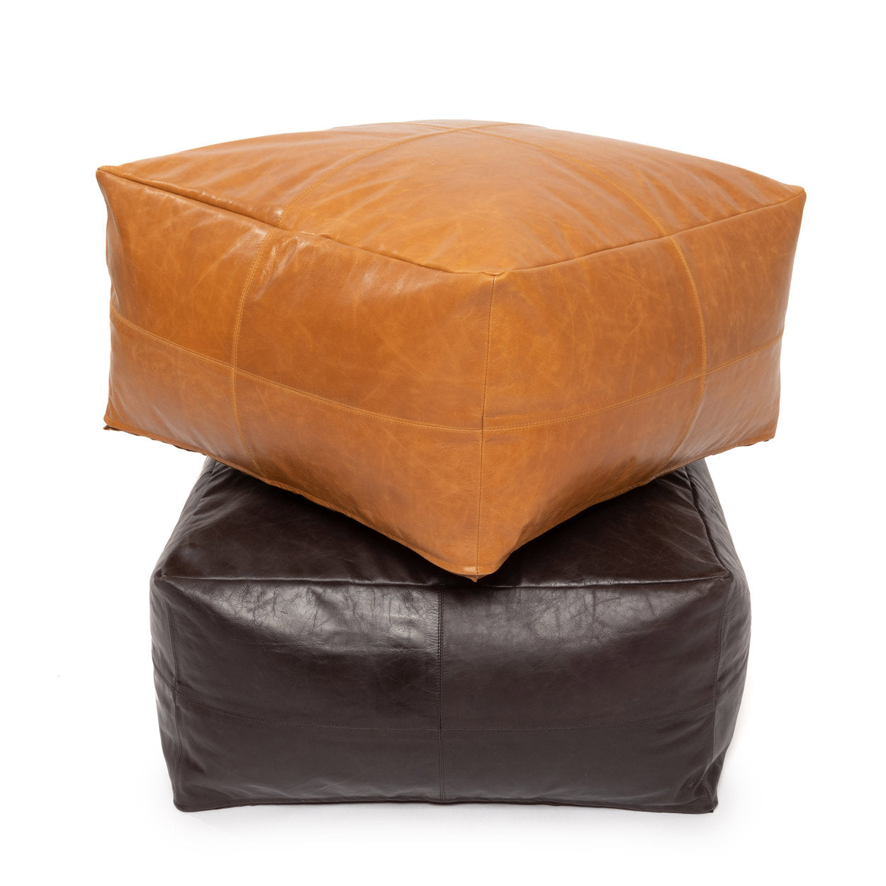 Zitpoef Chocolade – zachte nappaleer poef in chocoladetint