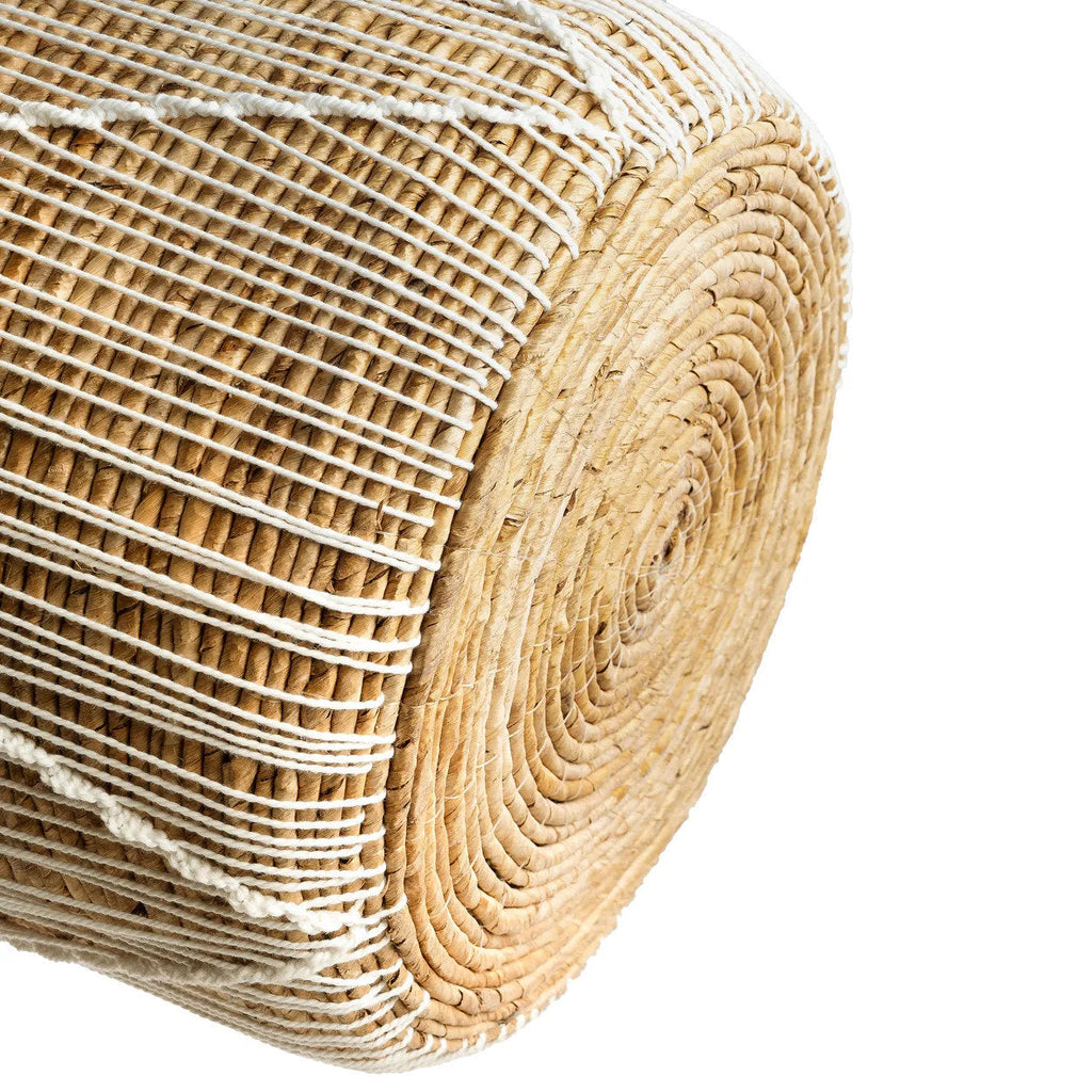 Macramé Mand Medium – zeegras met wit katoenpatroon in naturel