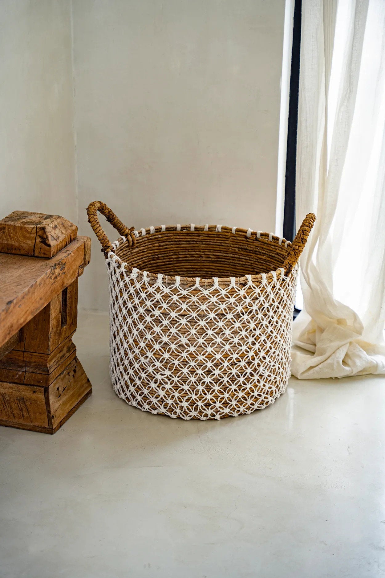 The Cross Stitched Macrame Basket - Large