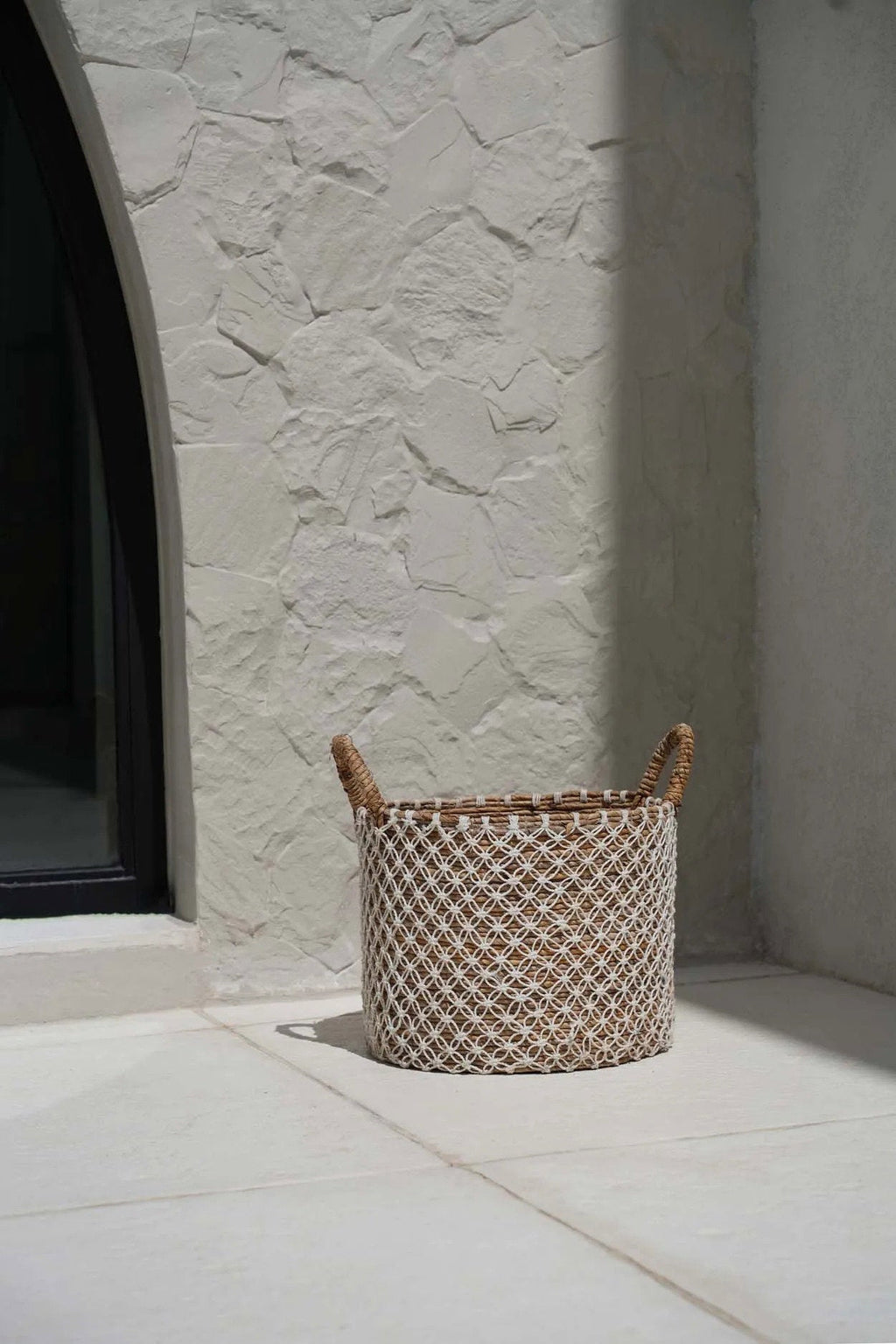 The Cross Stitched Macrame Basket - Medium