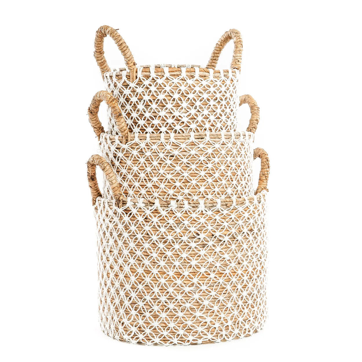 The Cross Stitched Macrame Basket - Medium