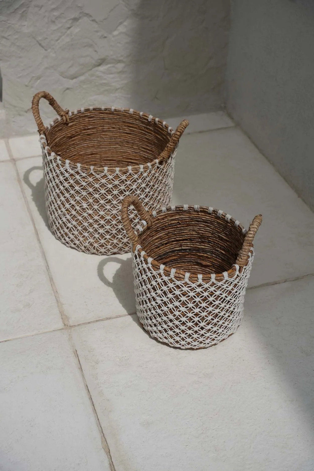The Cross Stitched Macrame Basket - Medium