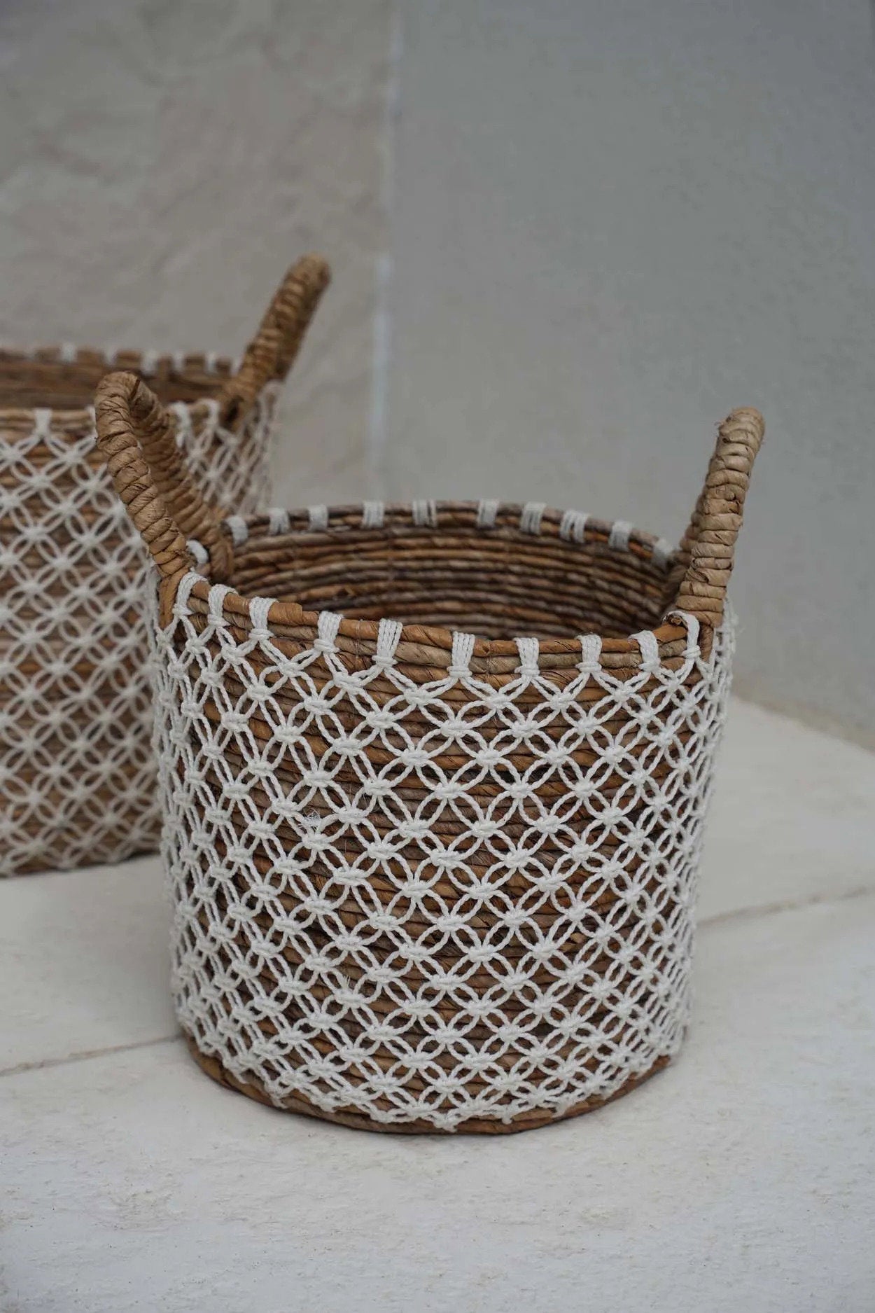 The Cross Stitched Macrame Basket - Small
