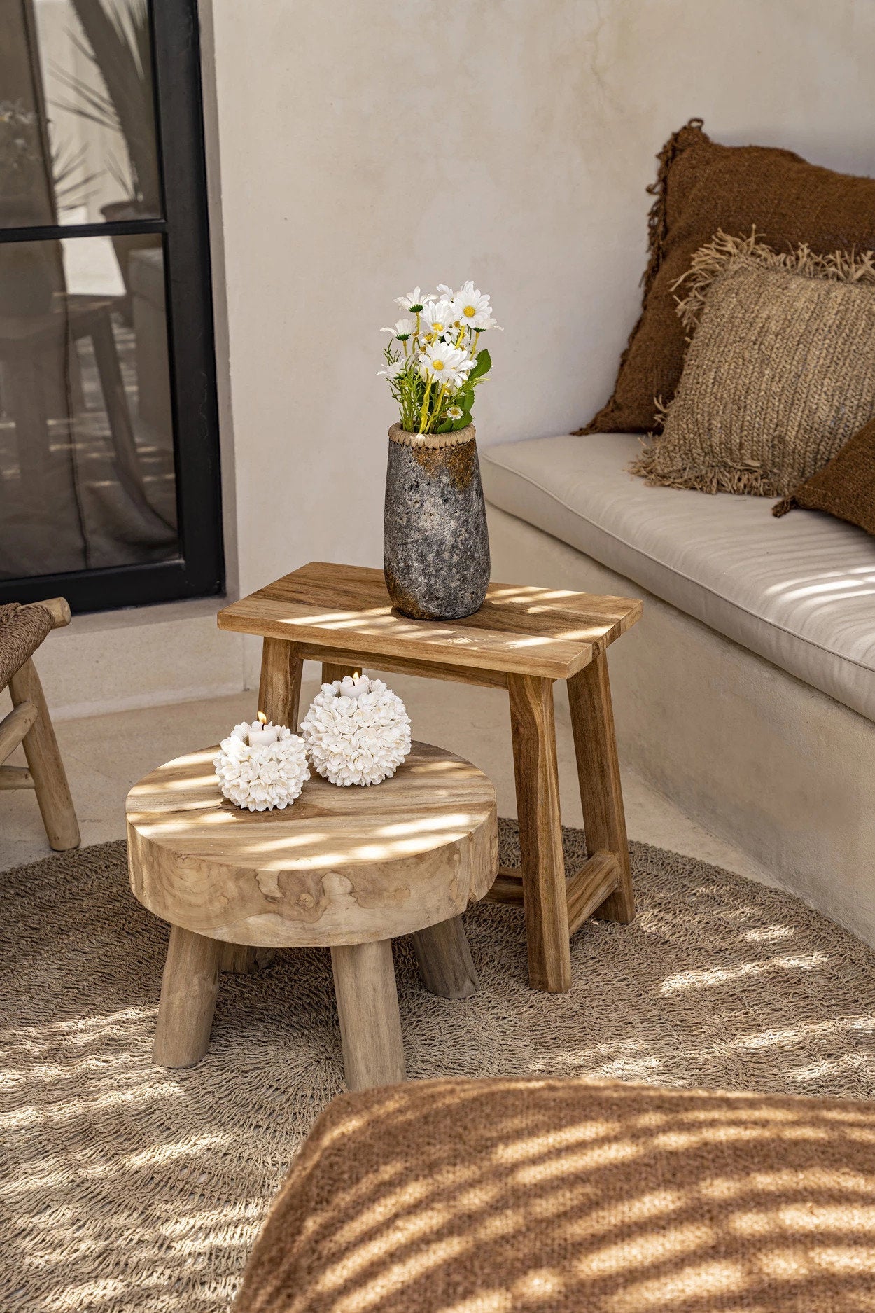Antique Grey Vase – terracotta with raffia detail in elegant style