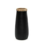 Vase Black Natural - terracotta with raffia details in black