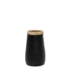 Sneaky vase – terracotta with raffia details in black