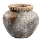 Vase Styly – terracotta artwork in antique gray with raffia detail